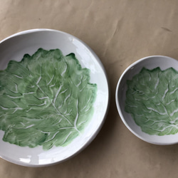 レタスの皿　葉っぱの絵取り皿　三枚セット 2枚目の画像