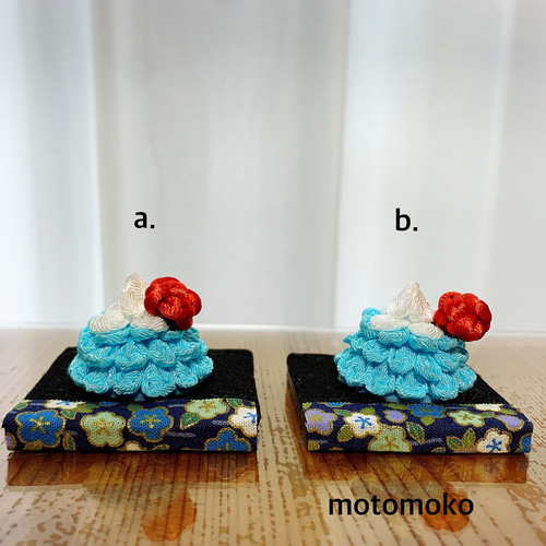 日の出富士・つまみ細工と中国結び(台座付き) その他置物 motomoko