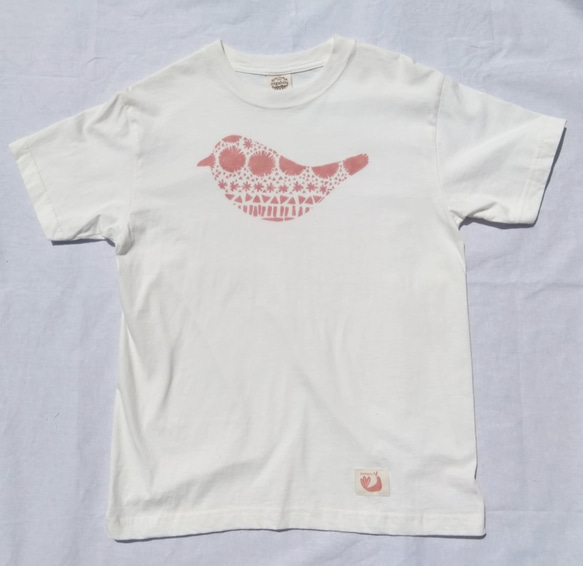 夏本番!オーガニックコットンの型染めTシャツ(ベンガラ染め/ビッグシルエット） 1枚目の画像