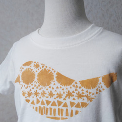 夏本番!オーガニックコットンの型染めTシャツ(ベンガラ染め/90サイズ） 4枚目の画像