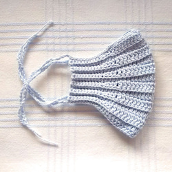 手編みのマスク(サックスブルー) 3枚目の画像