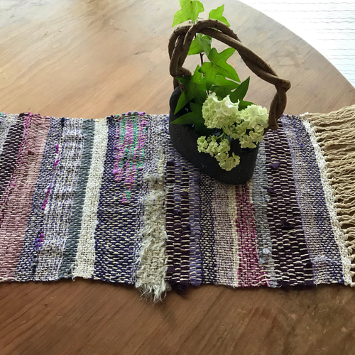 さき織　テーブルセンター6枚セット　ハンドメイド さき織 テーブルセンター6枚セット ハンドメイド 裂き織りの
