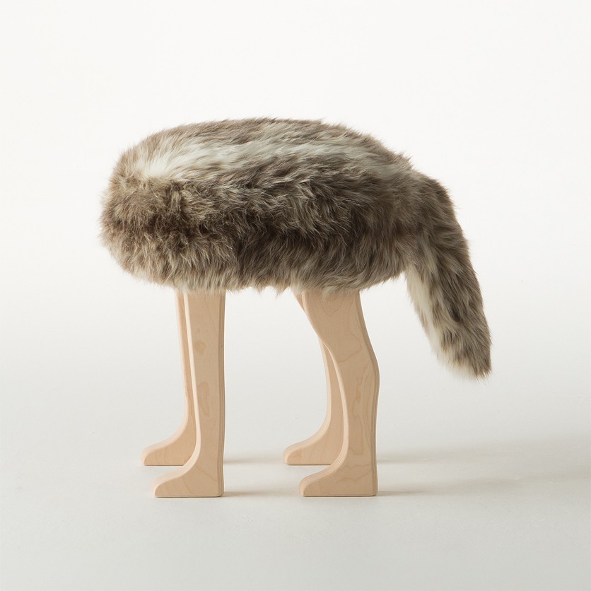 アニマルスツール コヨーテブラウンL かわいい動物の木製スツール