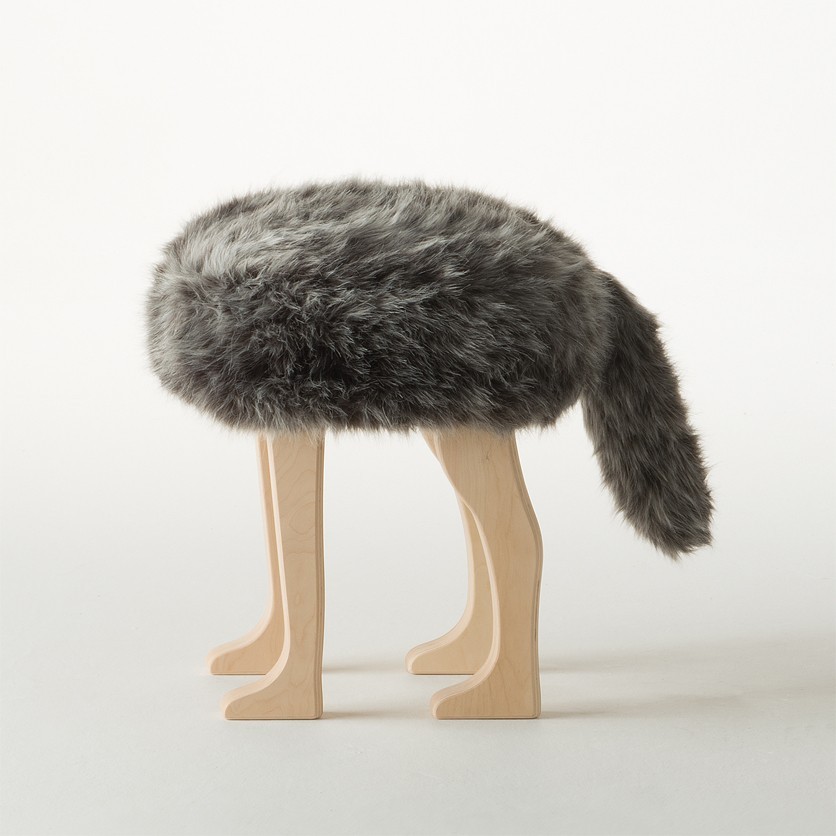 アニマルスツール ウルフグレーミックスL かわいい動物の木製スツール 33,605円