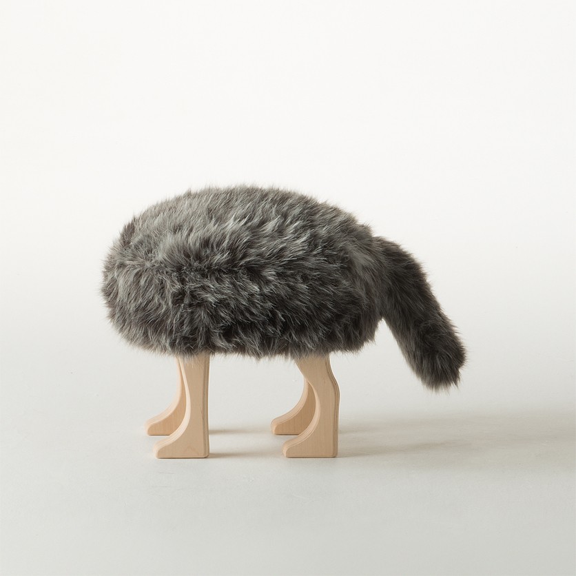 アニマルスツール ウルフグレーミックスS かわいい動物の木製スツール