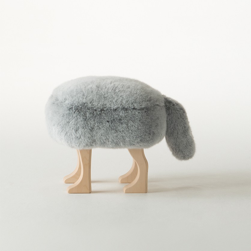 アニマルスツール フォックスグレーS かわいい動物の木製スツール