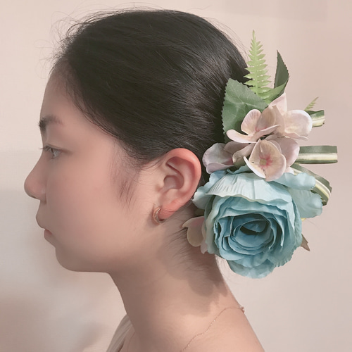 【当店一番人気】 フラダンス髪飾り ヘアクリップ ヘッドドレス ブルーローズ フラダンス