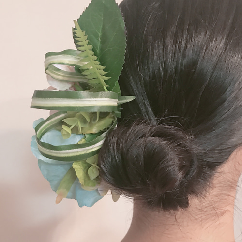 フラダンス髪飾り ヘアクリップ ブルーローズ ヘッドドレス