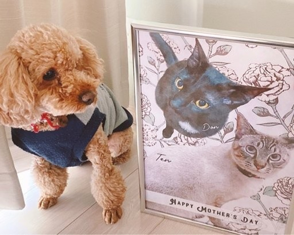 母の日 うちの子アート ポスター キャンバス │犬 猫 ペット 水彩画 似顔絵 4枚目の画像