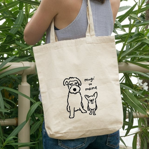 犬のイラスト トートバッグ ベージュ 楽天市場】イヌのイラストトートバッグ (5柄×2色)［ネコポス発送