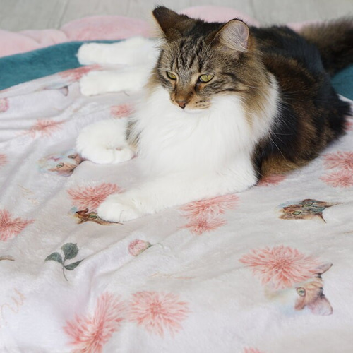 うちの子お花柄ブランケット │猫柄 ねこ オリジナル その他インテリア