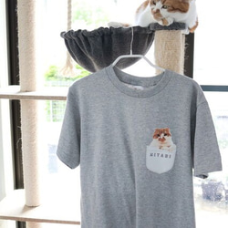 "うちの子" ポケット Tシャツ │犬 猫 ネコ 1枚目の画像