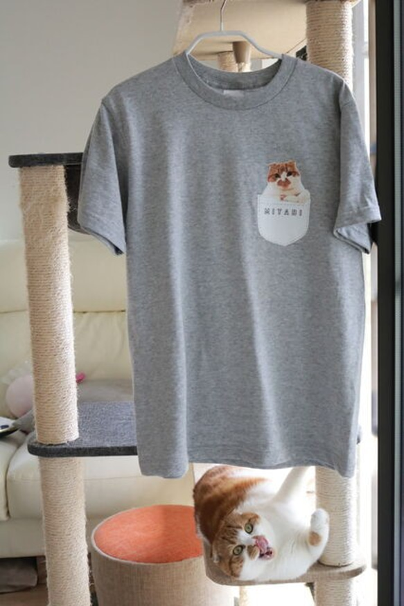 "うちの子" ポケット Tシャツ │犬 猫 ネコ 2枚目の画像