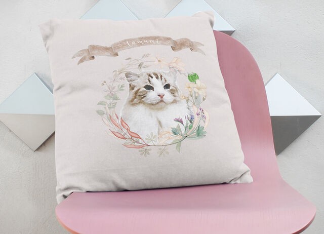 うちの子 ガーリー クッション│ネコ 猫