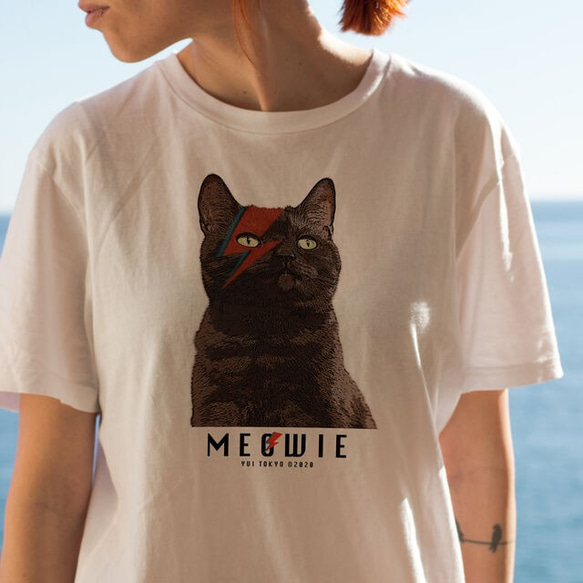 うちの子Tシャツ <デヴィッド・ボウイ風> │犬 猫 ペット 2枚目の画像