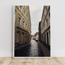 ドイツ、ゲルリッツの街並み / アートポスター 風景写真 ヨーロッパ グランドブダペストホテル撮影ロケ地 縦長 白黒 2枚目の画像