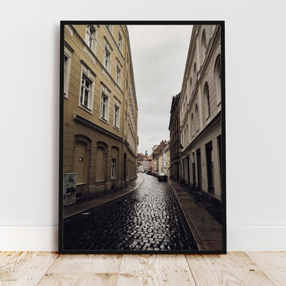 ドイツ、ゲルリッツの街並み / アートポスター 風景写真 ヨーロッパ グランドブダペストホテル撮影ロケ地 縦長 白黒 3枚目の画像