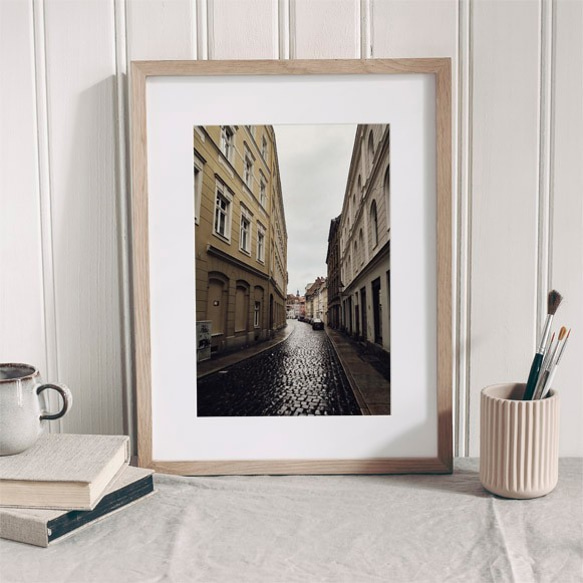 ドイツ、ゲルリッツの街並み / アートポスター 風景写真 ヨーロッパ グランドブダペストホテル撮影ロケ地 縦長 白黒 4枚目の画像