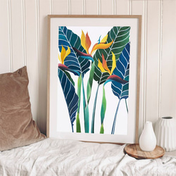 ストレリチアの絵 / アートポスター 植物 絵画 カラー アートプリント 自然 観葉植物 ゴクラクチョウカ ギフト 1枚目の画像