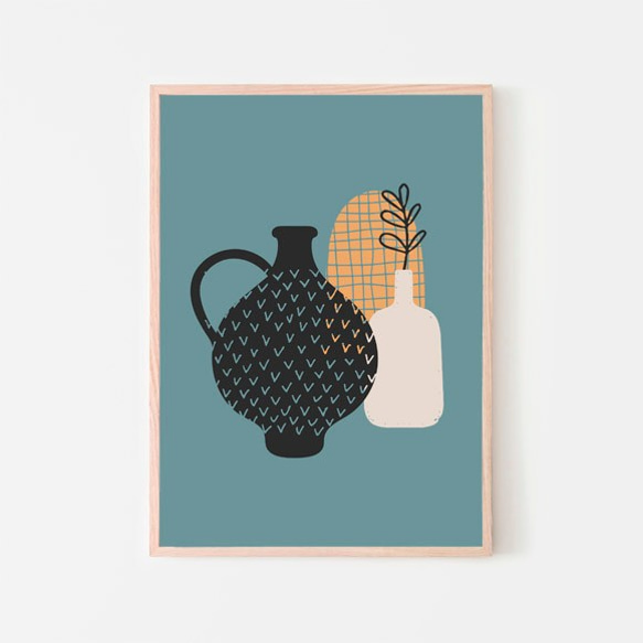 アブストラクトアート / アートポスター インテリア 縦長 植物 花瓶 壺 vase ミニマル 形 ブラック 8枚目の画像