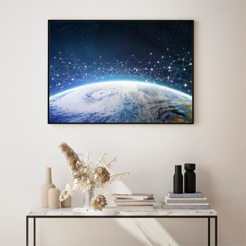 地球 / アートポスター 写真 カラー 白黒 ブルー インテリア 横長