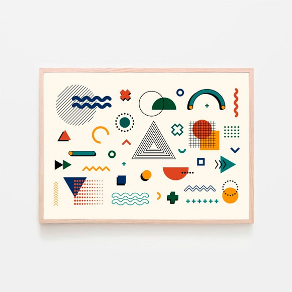 メンフィスデザイン / アートポスター カラー 北欧 ミニマル 横長