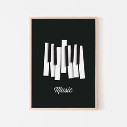 ピアノ "music" / アートポスター ミニマル インテリア 音楽 ミュージック 鍵盤 ジャズ 縦長 7枚目の画像