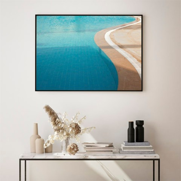 プール / アートポスター カラー ミニマル インテリア 横長 水 ウェーブ ブルー 夏 サマー 3枚目の画像