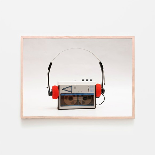 カセットプレーヤー / アートポスター カラー 白黒 インテリア 横長