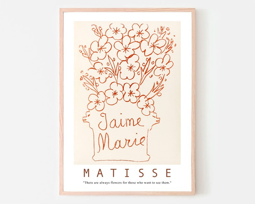 マティス J'aime Marie フラワーイラスト / アートポスター ミニマル