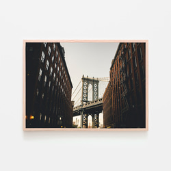 マンハッタン橋 / アートポスター インテリア 2L〜 アート写真 粒子 横長 アメリカ 建築物 マンハッタンブリッジ 1枚目の画像