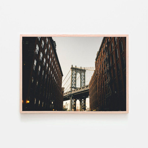 マンハッタン橋 / アートポスター インテリア 2L〜 アート写真 粒子 横長 アメリカ 建築物 マンハッタンブリッジ 1枚目の画像