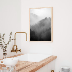 森と濃霧 / アートポスター 風景写真 アートプリント 自然 森林 forest foggy ミスト 白黒 モノクロ 2枚目の画像