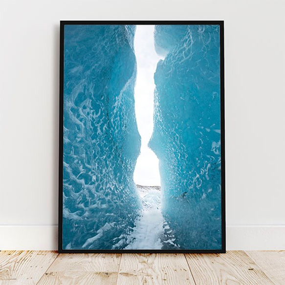 ヴァトナヨークトル氷河 / アイスランド 氷の洞窟 入口 ヨーロッパ ポスター 写真 青 自然 縦長 2枚目の画像