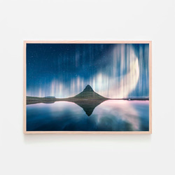 キルキュフェットル山とオーロラ / ポスター 写真 自然 アイスランド 風景 ランドスケープ アートプリント 横長 1枚目の画像
