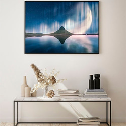 キルキュフェットル山とオーロラ / ポスター 写真 自然 アイスランド 風景 ランドスケープ アートプリント 横長 3枚目の画像