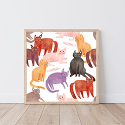 カラフルな猫たち / ポスター 写真 クリエイティブ イラスト 動物 ネコ