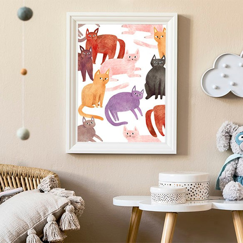 カラフルな猫たち / ポスター 写真 クリエイティブ イラスト 動物 ネコ