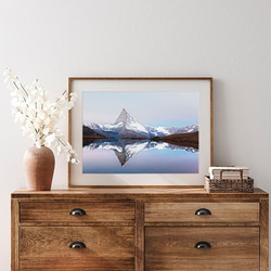 マッターホルン / ポスター 風景写真 山頂 シュテリ湖 山 ツェルマット 水鏡 アルプス 雪山 横長 冬 2枚目の画像
