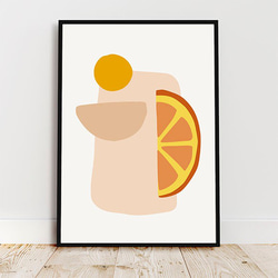 ２枚セット フルーツ / アートポスター 写真 ミニマル 形 アブストラクト 抽象 モダン スイカ オレンジ 果物 2枚目の画像