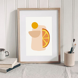 ２枚セット フルーツ / アートポスター 写真 ミニマル 形 アブストラクト 抽象 モダン スイカ オレンジ 果物 4枚目の画像