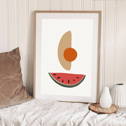 ２枚セット フルーツ / アートポスター 写真 ミニマル 形 アブストラクト 抽象 モダン スイカ オレンジ 果物 5枚目の画像