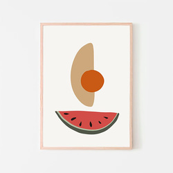 ２枚セット フルーツ / アートポスター 写真 ミニマル 形 アブストラクト 抽象 モダン スイカ オレンジ 果物 6枚目の画像