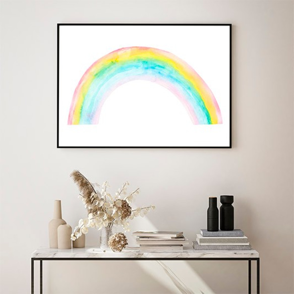 虹 / ポスター 写真 クリエイティブ 水彩画 イラスト rainbow レインボー アートプリント 横長 にじ 3枚目の画像