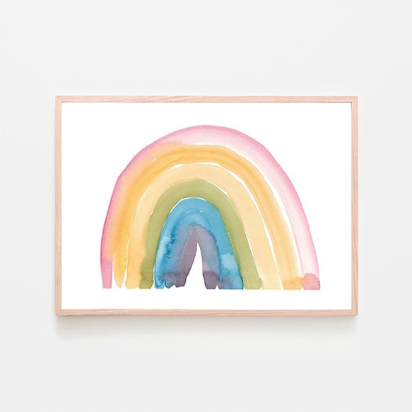 虹 / ポスター 写真 クリエイティブ 水彩画 イラスト rainbow レインボー アートプリント 横長 にじ 1枚目の画像