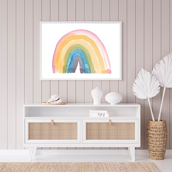 虹 / ポスター 写真 クリエイティブ 水彩画 イラスト rainbow レインボー アートプリント 横長 にじ 2枚目の画像