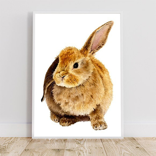 うさぎ / アートポスター 水彩画 イラスト アートプリント 縦長 動物