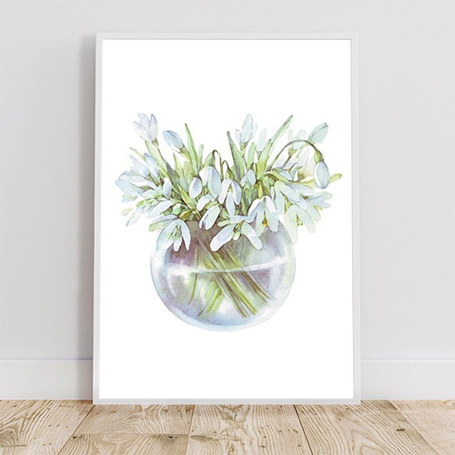 スノードロップ / アートポスター 水彩画 イラスト アートプリント