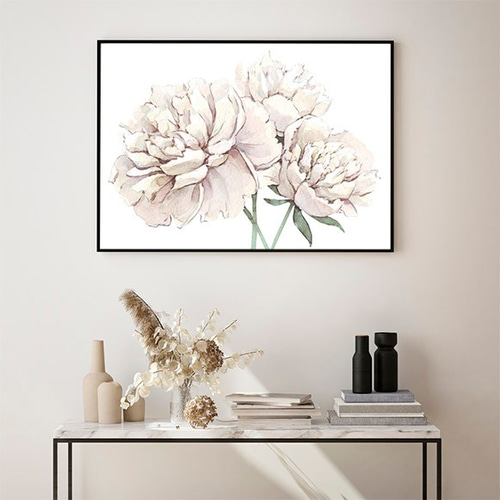 ボタン / アートポスター 絵 水彩画 アートプリント 横長 花 フラワー