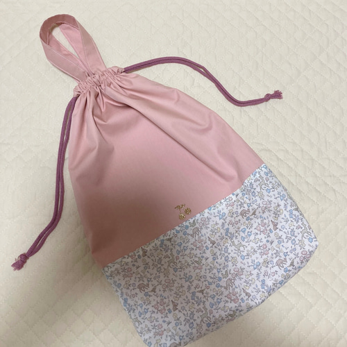 ⭐️送料無料⭐️ リバティ 生地を使用した 持ち手付きお着替え袋 体操 